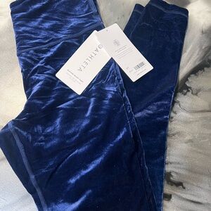NWT. Athleta Rich Blue Velvet Leggings